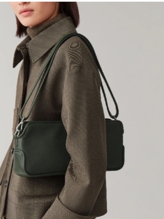 COS Handbags - COS Leather Shoulder Bag Dark Green